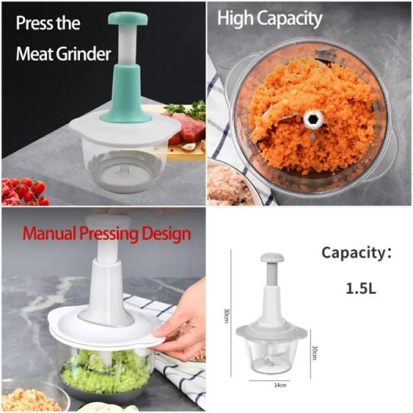 Multi-functional Vegetable Meat Grinder, Grater, Chopper – 1.5 Liter (random Color)